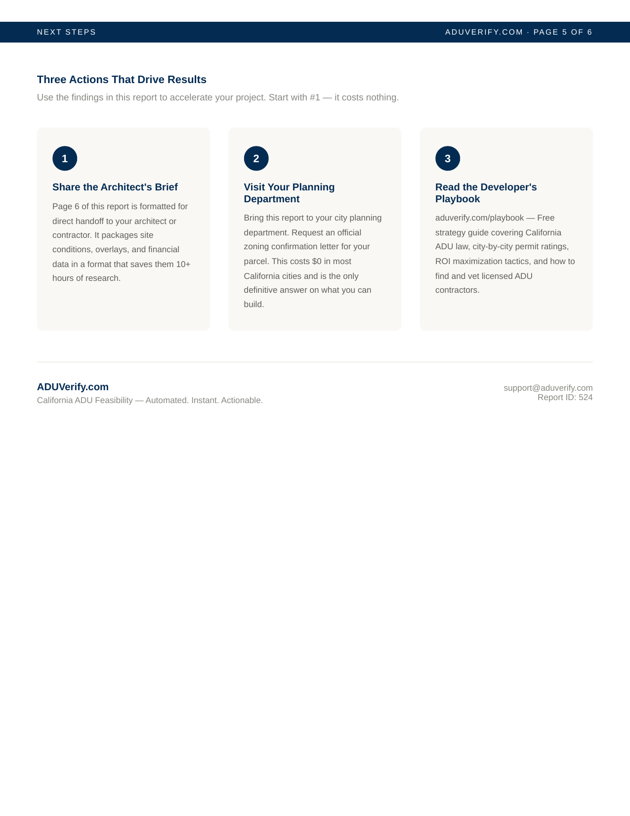 Report page 5 — Next steps