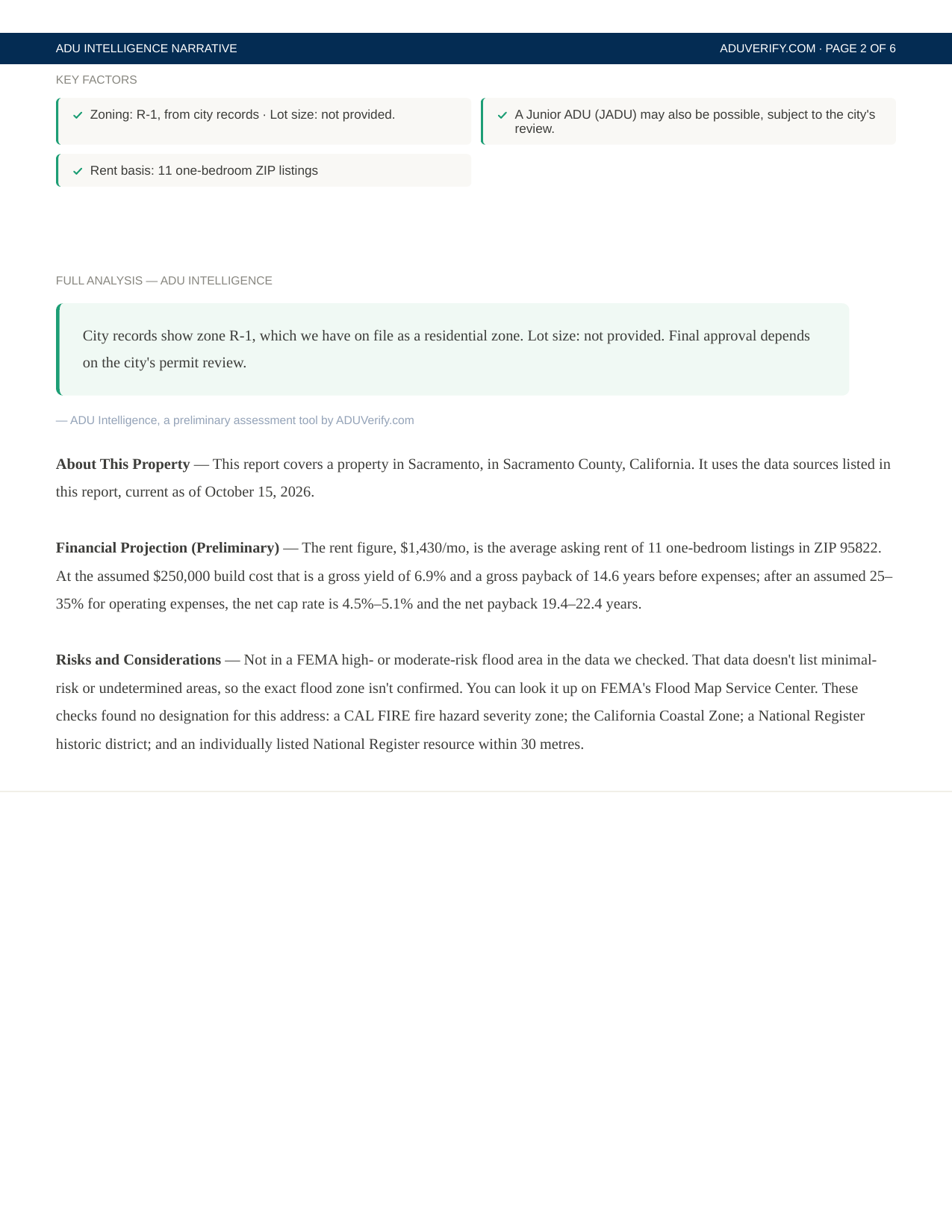 Report page 2 — ADU Intelligence narrative