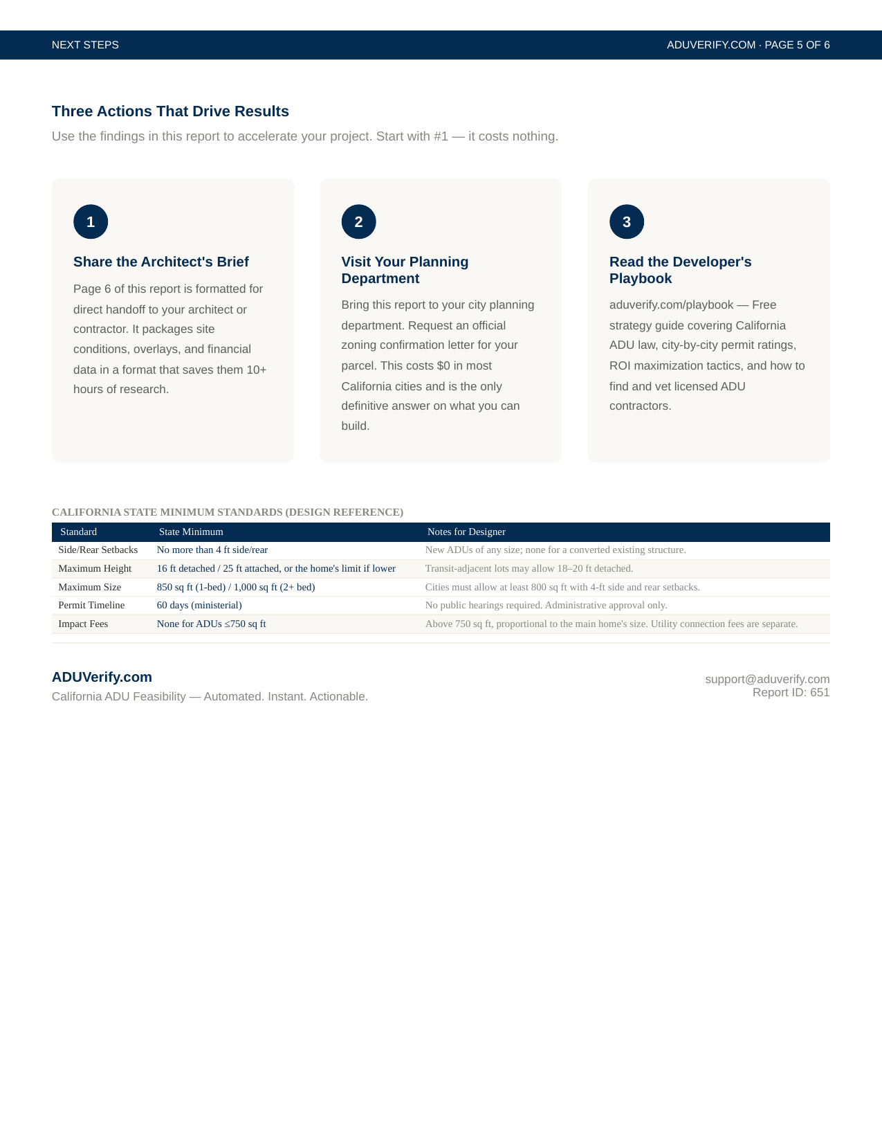Report page 5 — Next steps