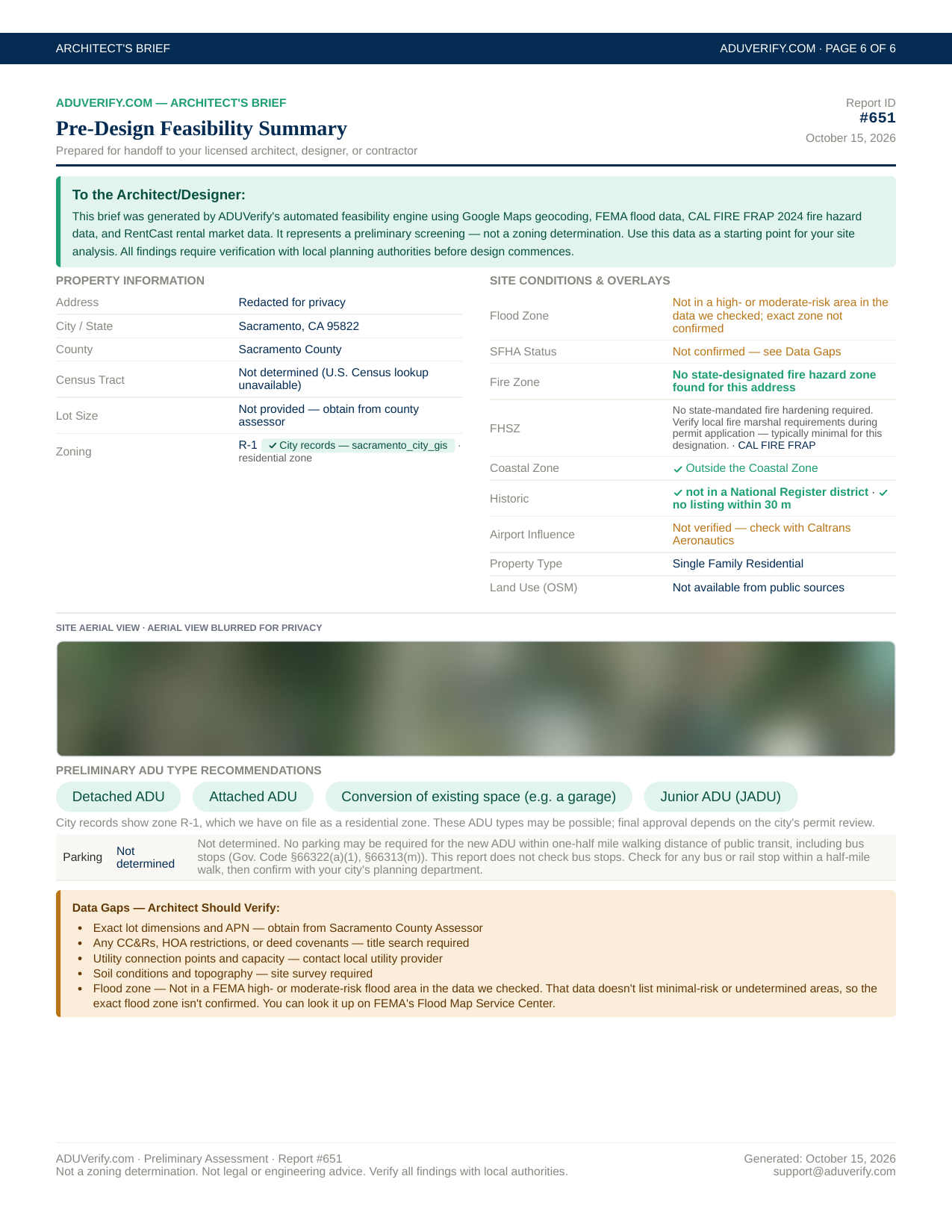 Report page 6 — Architect's brief